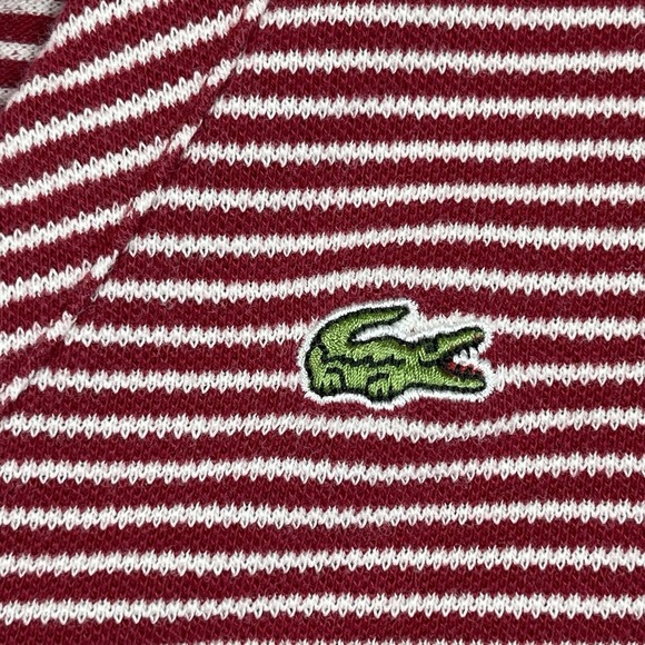 Lacoste Sweater Womens 40 US Medium Red White Cardigan Lightweight Preppy Work‎ - Picture 3 of 13